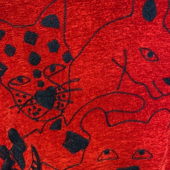 Vintage Allure Cat Dog Picasso Red Black Retro Jacket - Picture 14 of 16